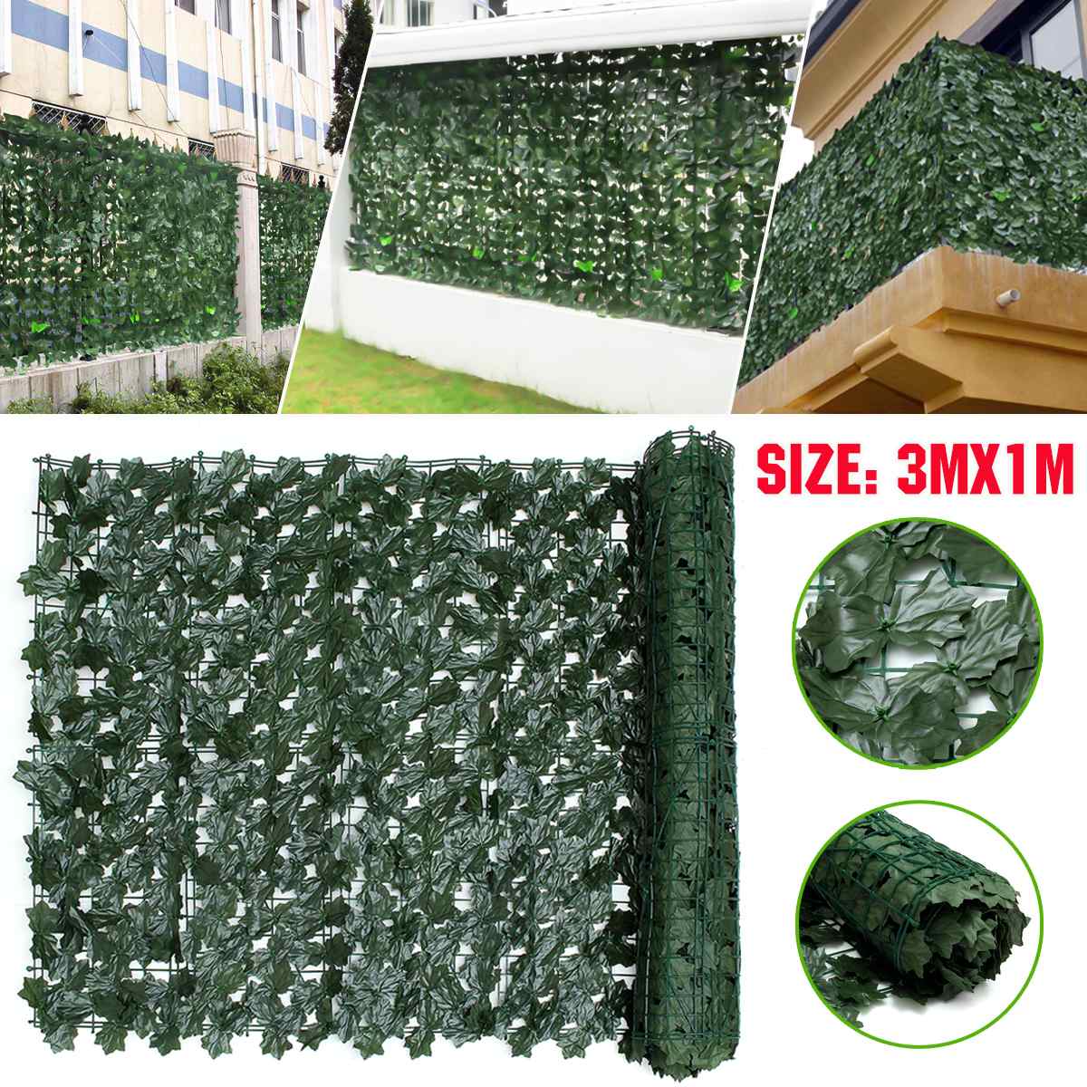 3M x 1M sztuczny liść prywatność ogrodzenie rolka ściana ogrodzenie krajobrazowe prywatność ekran ogrodzenia ogrodowa podwórko poręcz balkonowa: zgniły zielony