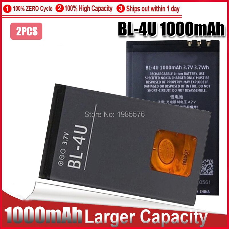 BL-4U Batterij Voor Nokia 8800 206 515 5250 5330 Bl 4U Xpressmusic Arte E75 5730 C5-03 E66 Asha 300 500: 2pcs