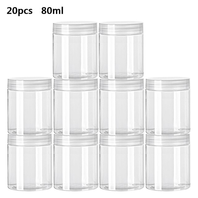 20Pcs Lege Helder Plastic Helder Cosmetische Potten Make Container Jar 30/50/60/80/100/120/150Ml Food Grade Sample Pot Container: 80ML