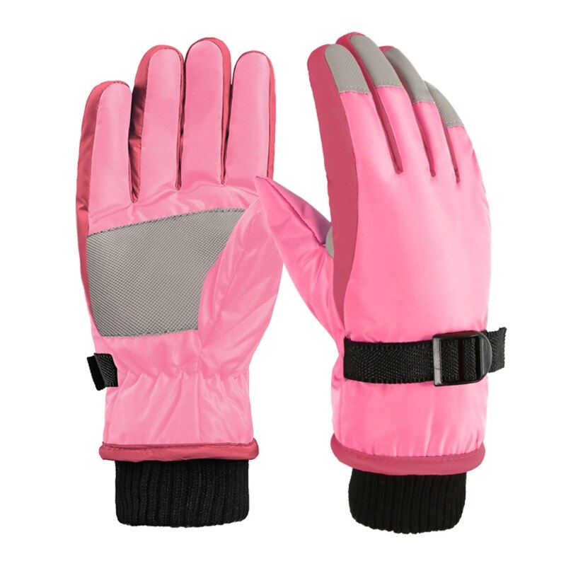 1 paio bambini sci guanti da ciclismo guanti caldi spessi impermeabili antivento sport all&#39;aria aperta guanti da Snowboard per bambini ragazze ragazzo: Colore rosa