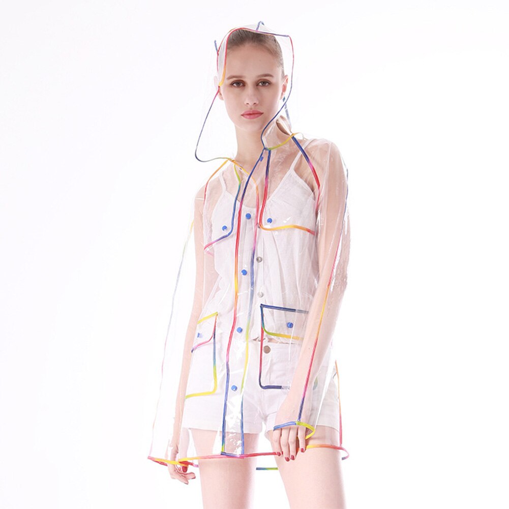 Women's Transparent Thicken Plastic Raincoat Travel Waterproof Rainwear Adult Poncho Outdoor Rain Coat: B