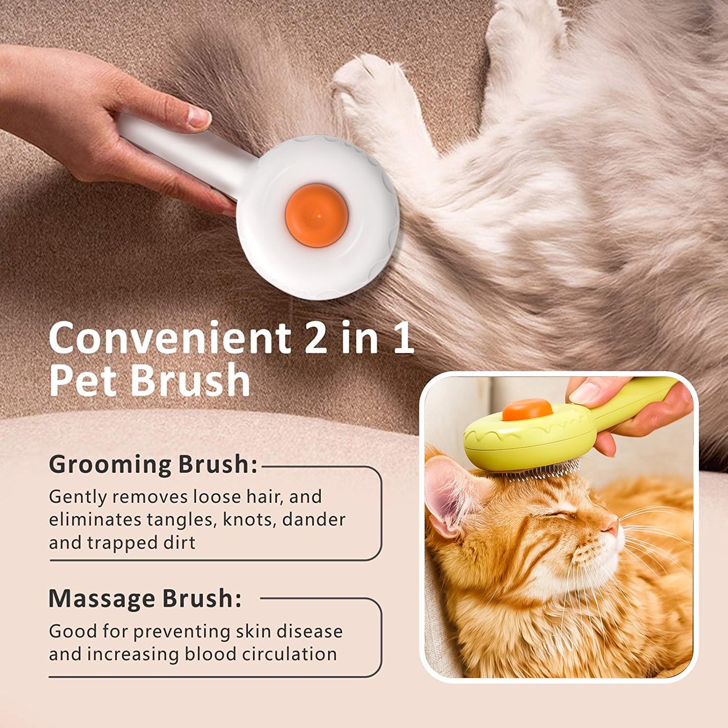 Cute Cat Brush Grooming Comb Self Cleaning Dog Slicker Brushes With Smooth Handle Pet Grooming Tool For Cat Hair Remover Tools