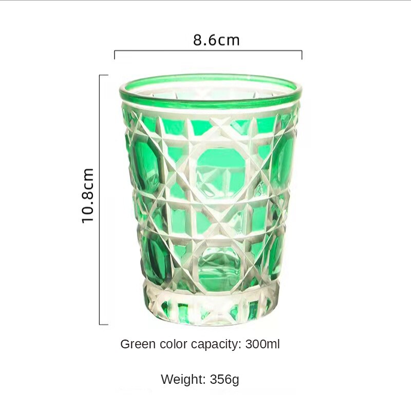 Verre à whisky cristal clair de luxe, tasse à vin, européen , treillis gravé, verre à bière, Bar, verres à boissons: green