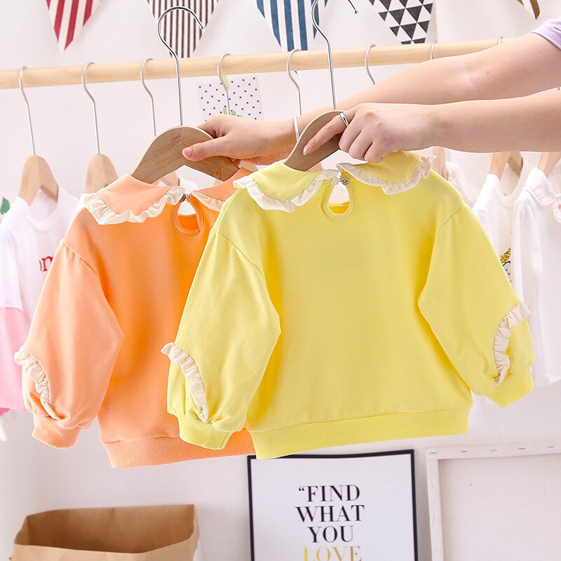 Baby Meisjes Zoete Kant Trui Herfst Mode Kinderen Cartoon Schat Prinses Lange Mouwen T-shirt Kids