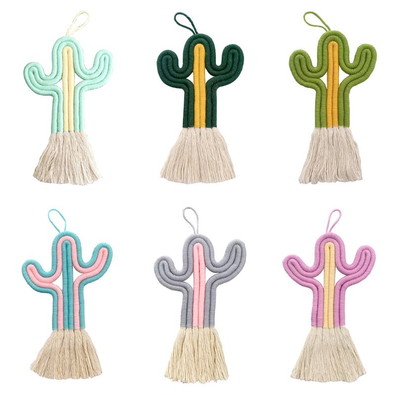 Kaktus hengende dekorasjoner håndlagde veveplanter barnerom vegg hjem ornament