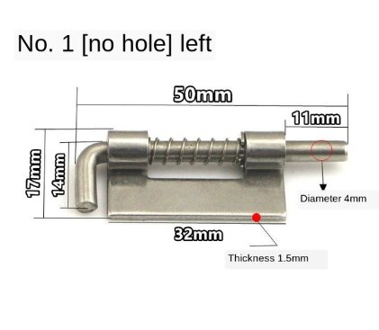 304 Stainless Steel loaded Hinge bisagras Security Spring bolt Barrel Latch for Industrial Welding Distribution Cabinet Hardware: 1-NO hole-L