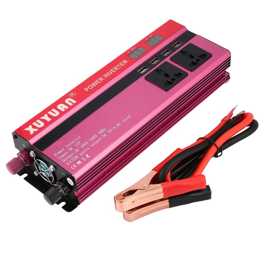 Inversor de energía Solar de 6000W, convertidor de onda sinusoidal de coche con pantalla LED, CC de 12V a ca de 220V, para electrodomésticos