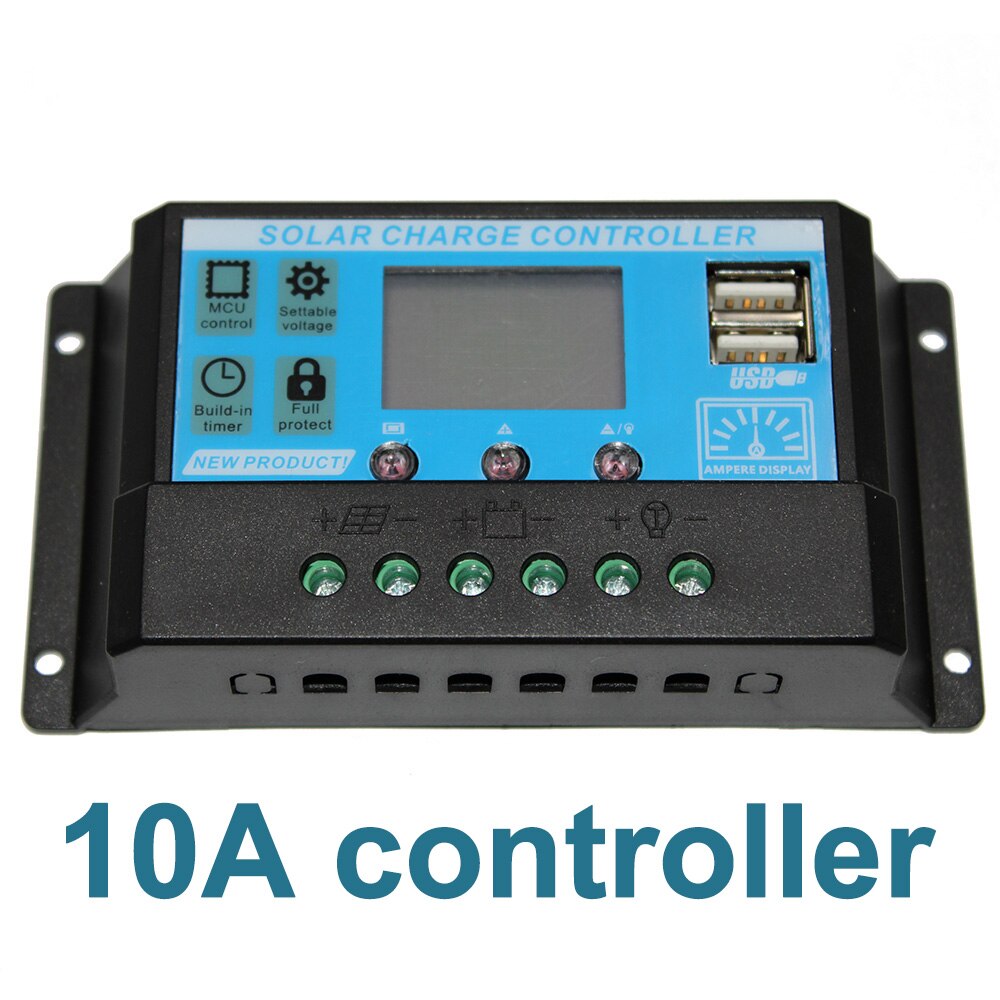 Solpanel controller 10a 20a 30a dobbelt usb port solar lade regulator 12v 24v til hjemmet solpanel sæt: 10a sol-controller