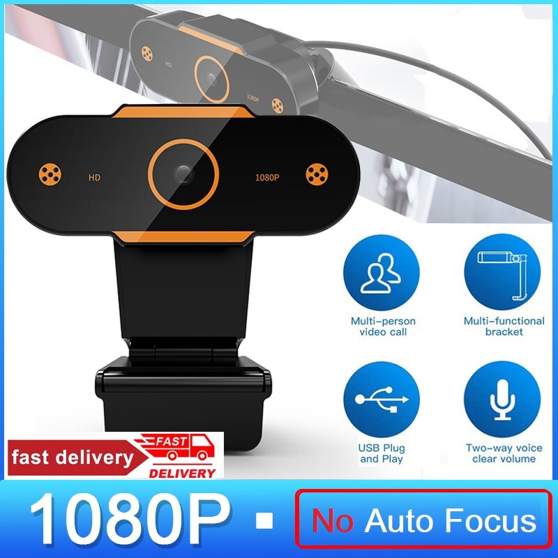 HD 1080P Webcam Mini Computer PC WebCamera with Mic Auto Focus Cameras for Live Broadcast Video Calling Conference Work: 1080P No Auto Focus