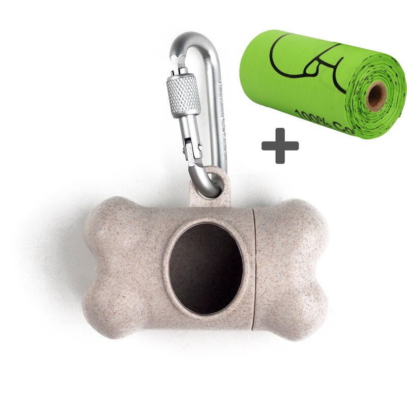 Eco-vriendelijke Producten Hond Kak Zak Dispenser Bot Vorm Hond Tas Houder Reizen Kat Hond Zak Dispenser Afbreekbaar Recycling: wheat with Poop bag