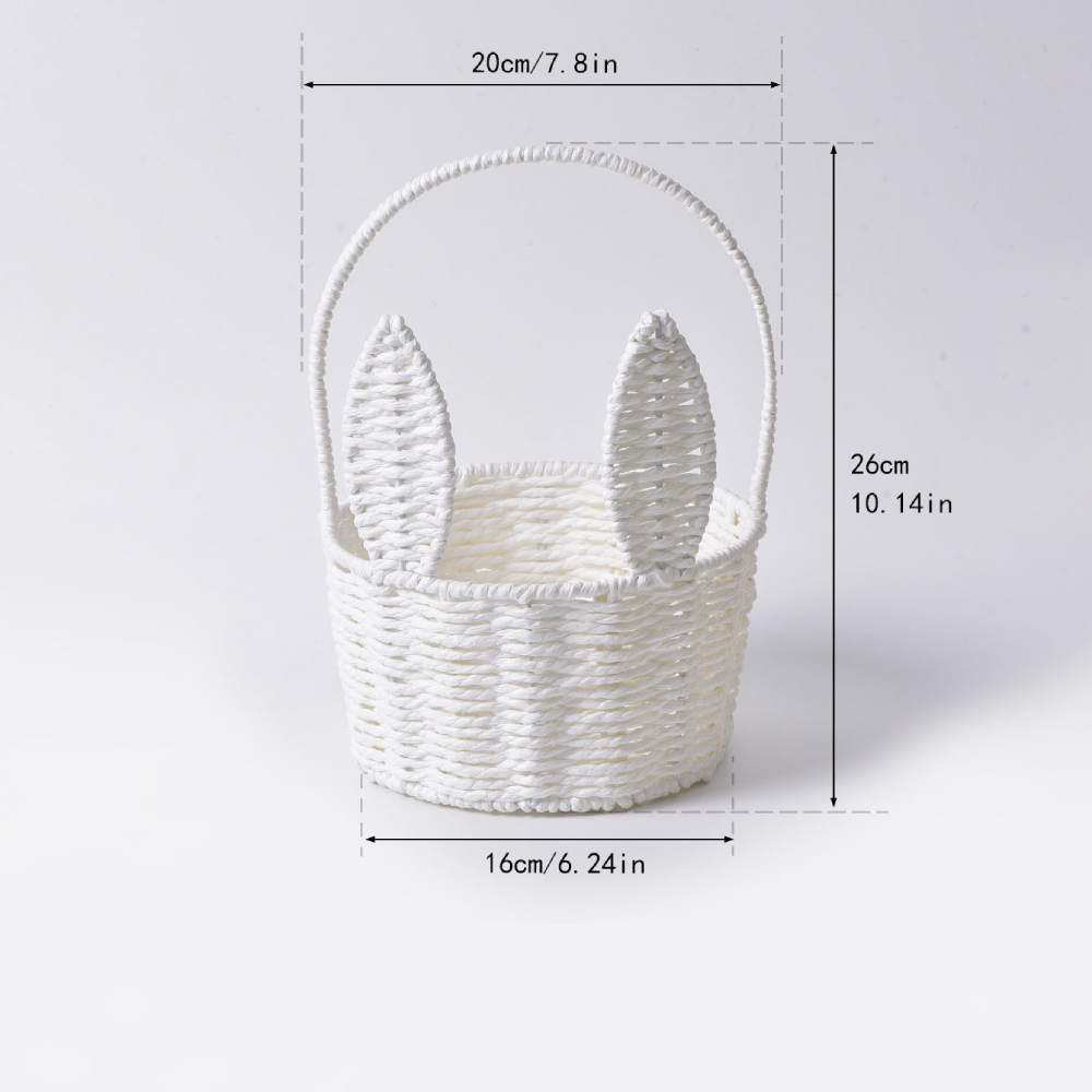 Cesta de conejito de Pascua, organizador de artículos diversos, cesta de flores tejida, cesta de Picnic, cesta de Pascua para el hogar, jardín, , Camping, cocina: Blanco