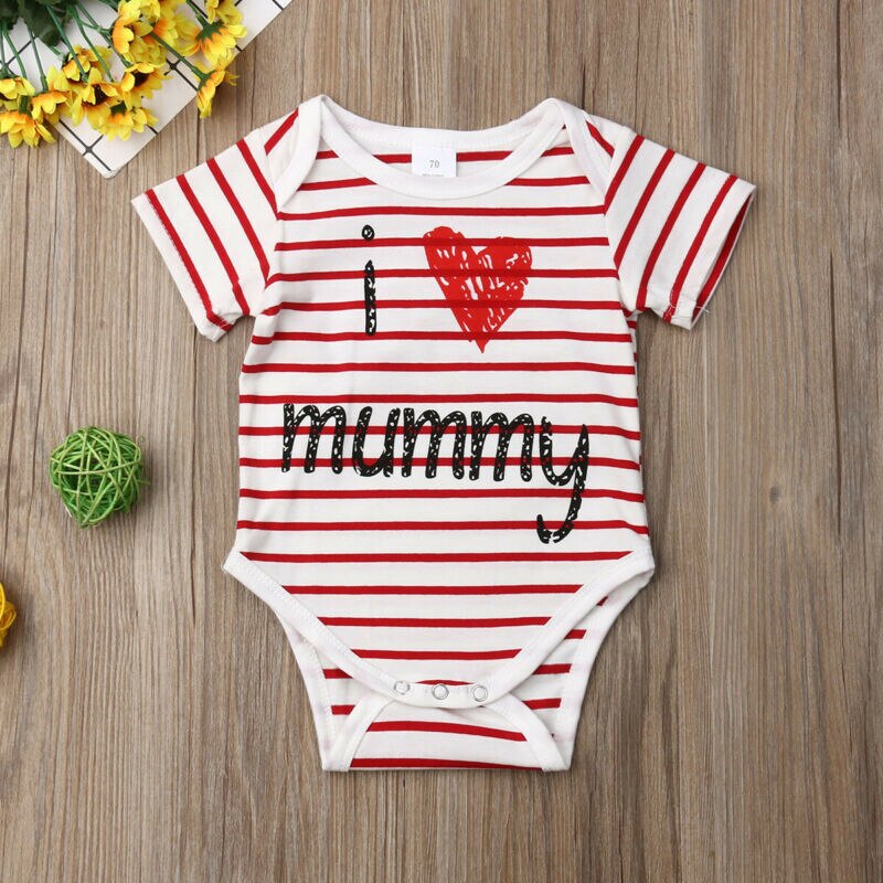 Ich liebe Papa/Mutter kleinkind Baby jungen mädchen bodys valentinstag kleidung sommer kurzarm buchstaben drucken baumwoll-Overall
