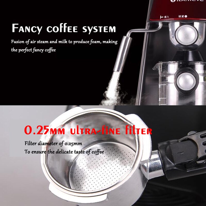 Italian Coffee Machine Semi-automatic Steam 5 Bar Pump Pressure Household Commercial Electric Milk Frother Coffee Maker CM6810