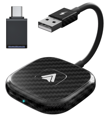 Bezprzewodowy adapter Android Auto i Apple CarPlay 2 w 1, bezprzewodowy adapter 5,8 GHz do fabrycznie przewodowych samochodów CarPlay: Black