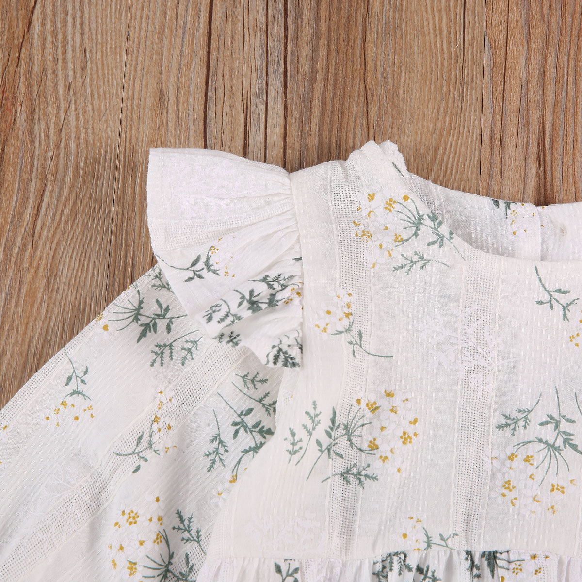 0-24M Infant Baby Girls Boys Bodysuits Headband 2pcs Long Sleeve Ruffles Flowers Print Jumpsuits