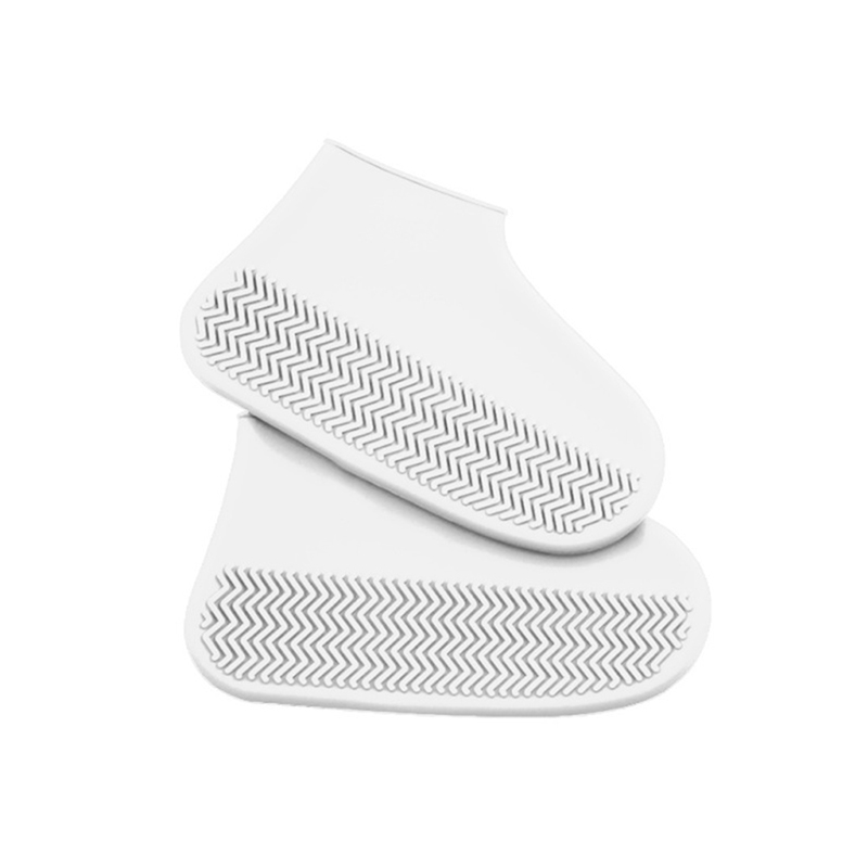 Couvre-chaussures imperméables réutilisables, matériau en Silicone, résistant à l'usure, protège-chaussures, bottes de pluie pour enfants et adultes: WHITE / M