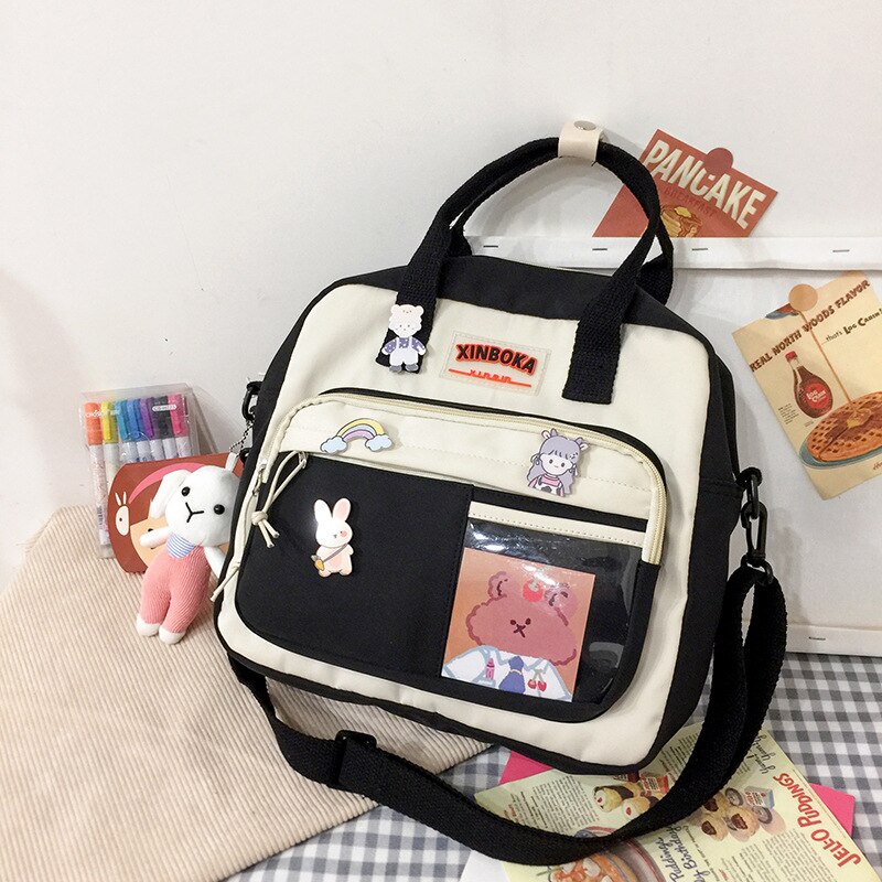 Mochila pequeña de nailon impermeable para mujer, bolso escolar bonito para chicas adolescentes, morral de viaje, mochila para estudiantes: Negro / Only backpack