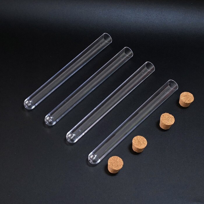 20pcs/pack 15x150mm plastic test tube with cork, U-shape Bottom Wooden Cap Container for school laboratory