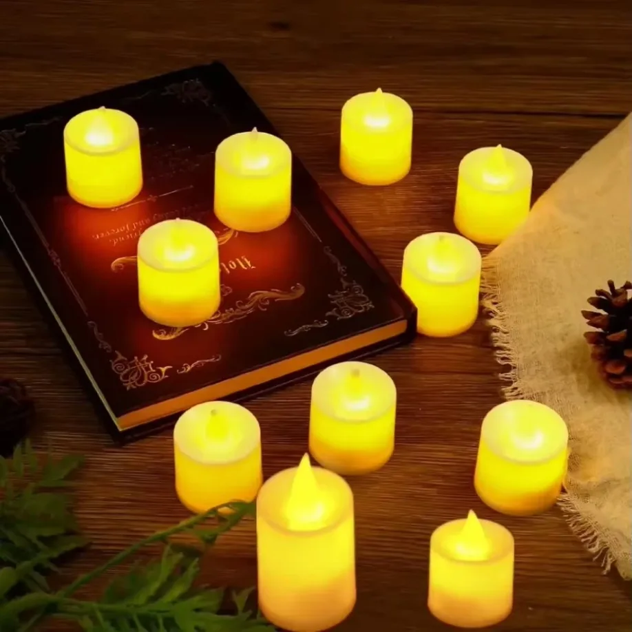 LED-vlamloze kaars Kerstmis met batterij flikkerende schakelaar Theelichtjes Bruiloft Home Decor Kaars Nachtlampje op batterijen