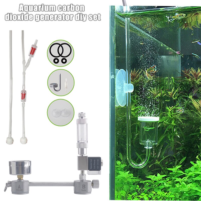 Kit de sistema generador de CO2 para acuario, con válvula solenoide, contador de burbujas para plantas,