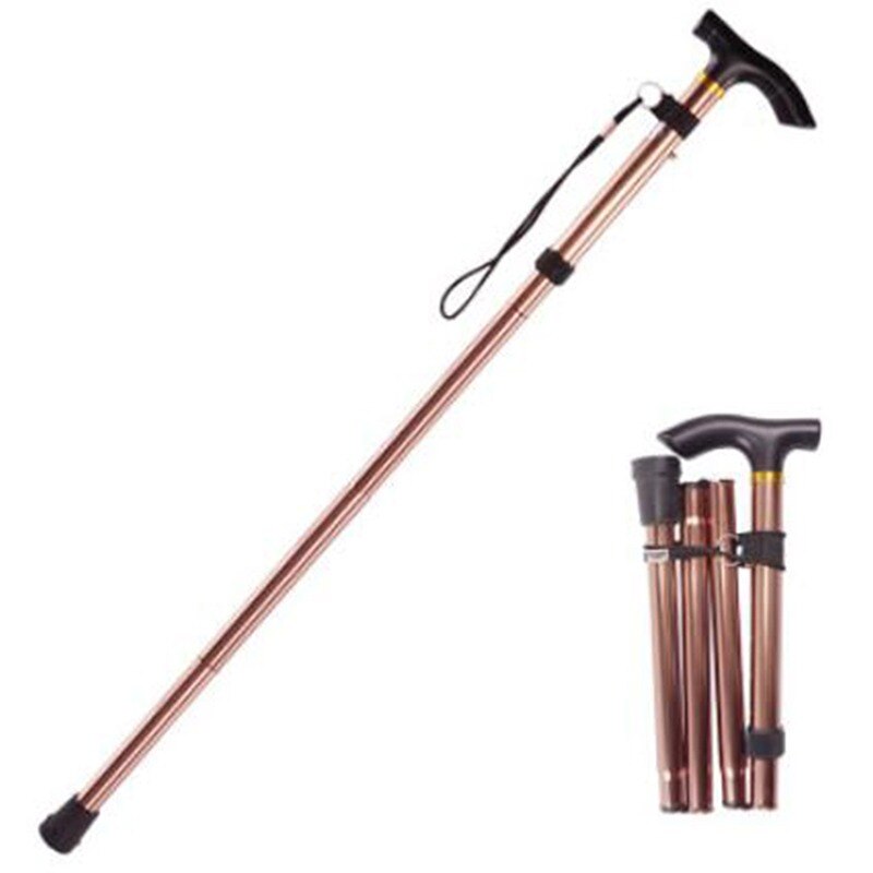 Walking Stick Hiking Trekking Poles Trail Ultralight 4 Section Adjustable Canes Aluminum Alloy Folding Walking Stick: B rose gold