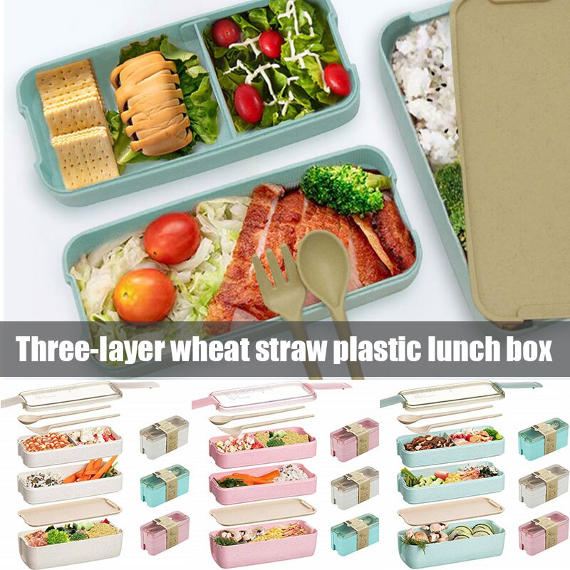 Good Healthy Portable Student Lunch Box Compartment Office Worker 3-layer Heating Lunch Box Container