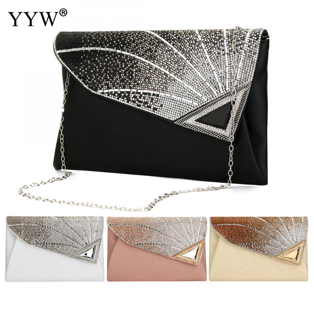 Bolso de mano con diamantes de imitación para mujer, bandolera con solapa, , de lujo, para de noche,