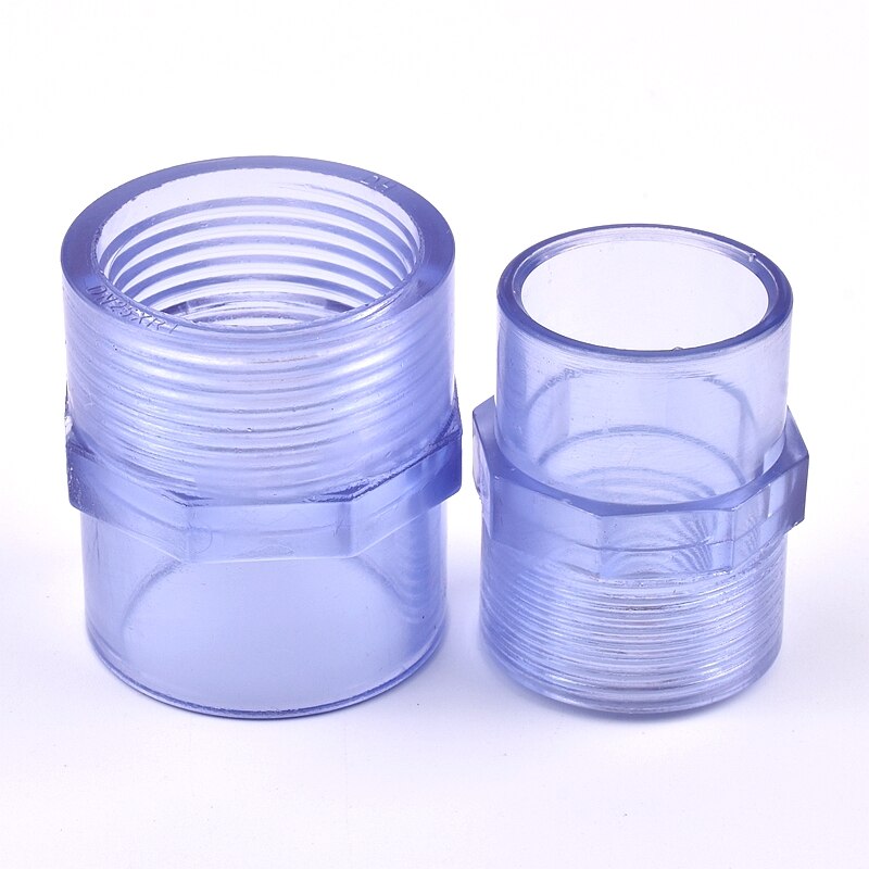 1pc UPVC Pipe Transparent 1/2"To 2" Female Thread Connectors Watering Tube Adapter Fittings Aquarium Fish Tank Socket Joints