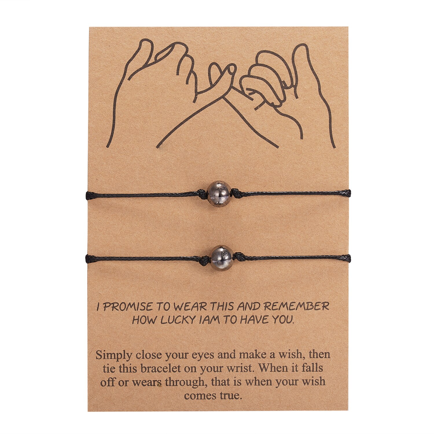 2pcs/set Heart Circle Beads Charm Bracelets For Women Girls Handmade Black Thread Bracelets Jewelry With Card Mother's Day: 4