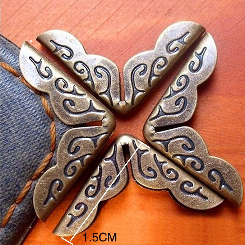 4pcs/lot Bronze Retro Hardware folder Package, DIY Album journal Metal Corner, travel notebook Antique Pack Corner: Small bronze 4pcs