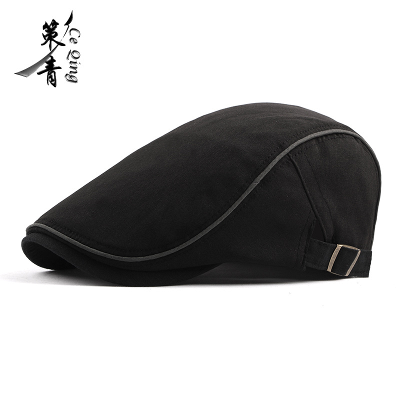 Mannen Vrouwen Katoen Platte Pet Zomer Scally Ivy Gatsby Krantenverkoper Baret Driver Cabbie Jachthoed: Black