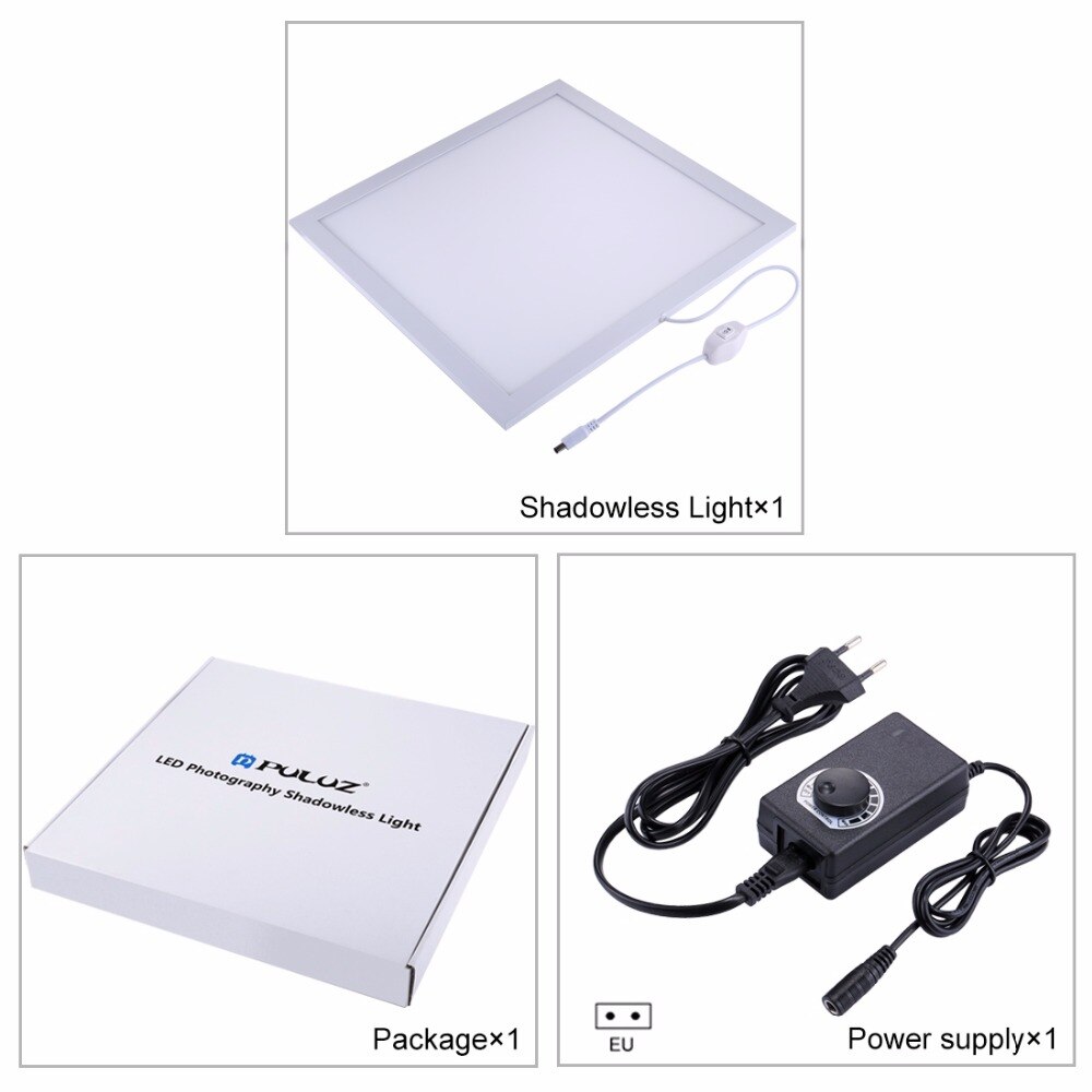 PULUZ 38x38 cm 1200LM LED Fotografie Schaduwloze Bodem Licht Panel voor Tafelblad Home Studio Shadow-gratis Pure witte Achtergrond EU