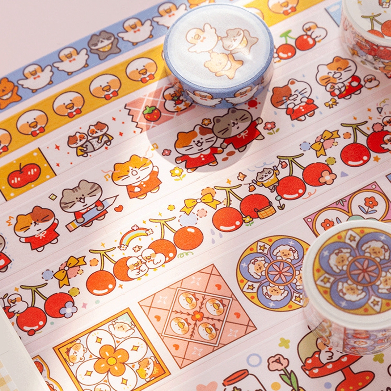 Mooie Kat Met Eend Masking Washi Tape Diy Decoratieve Plakband Voor Diary Scrapbooking Decoratie Kawaii Briefpapier