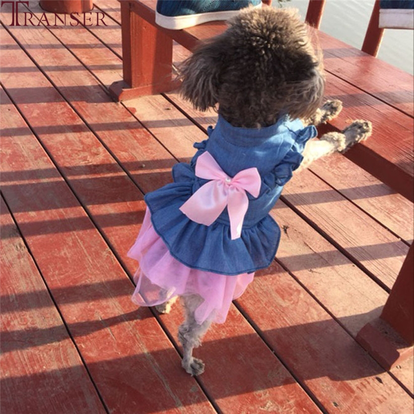 Transer Jeans Pet Dog Tutu Jurk Strik Puppy Prinses Jurk Party Hond Jurk Trouwjurk Huisdier Kleding 90610