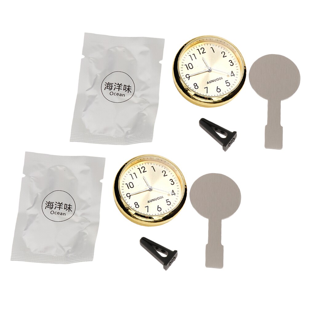 2 x Car Digital Clock Auto Watch Automotive Decoration Clock In Car - Golden