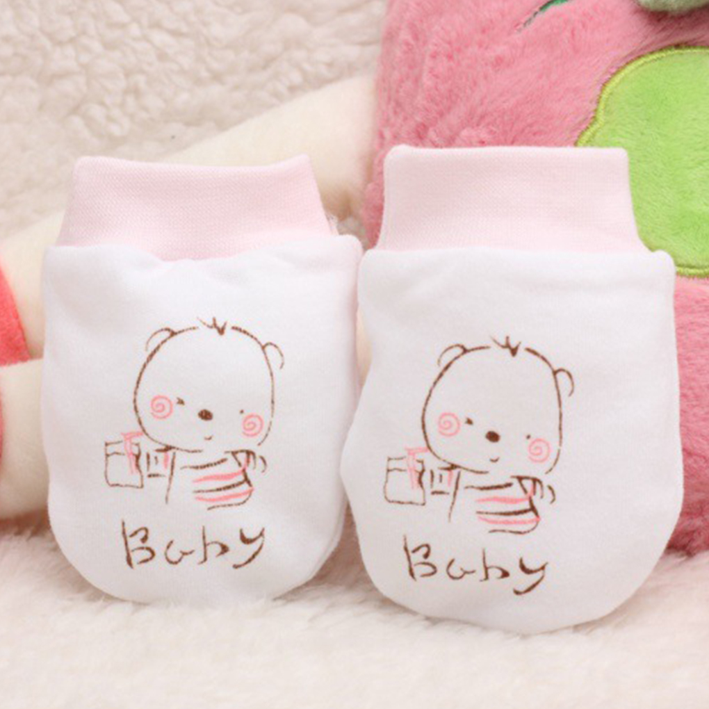 Baby Glove Cartoon Pattern Anti-grasping Gloves Newborn Protection Face 100% Cotton Anti Scratching Gloves