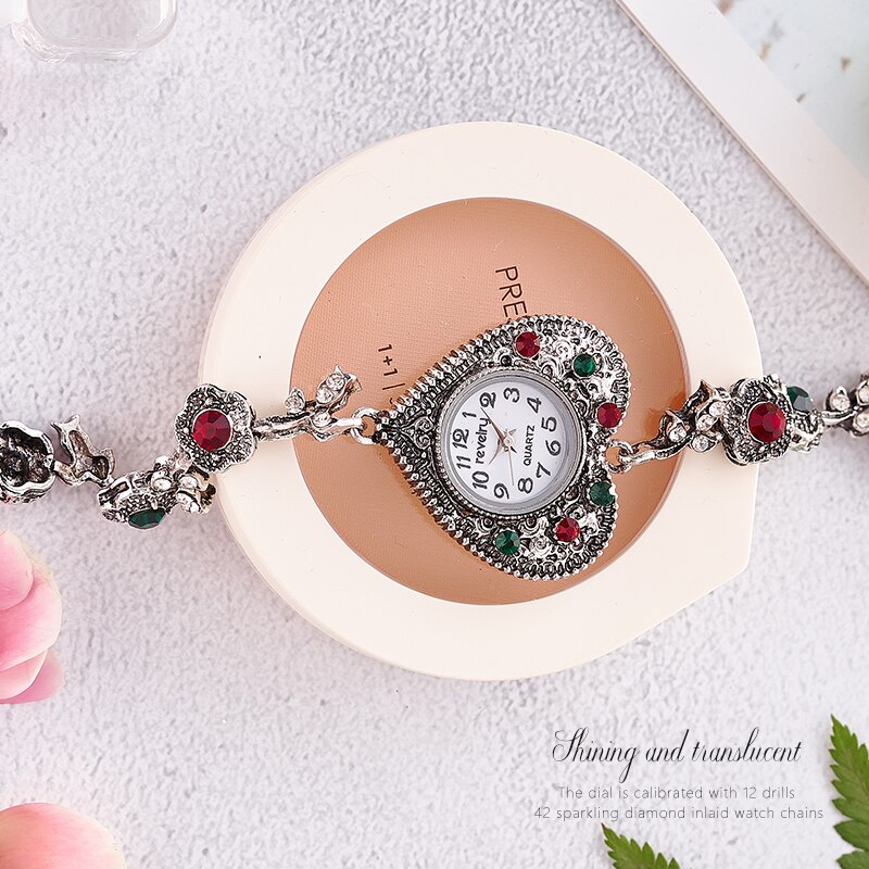 QINGXIYA-Relojes de pulsera para mujer, reloj de pulsera femenino con esfera de diamante y corazón, de cuarzo, informal,