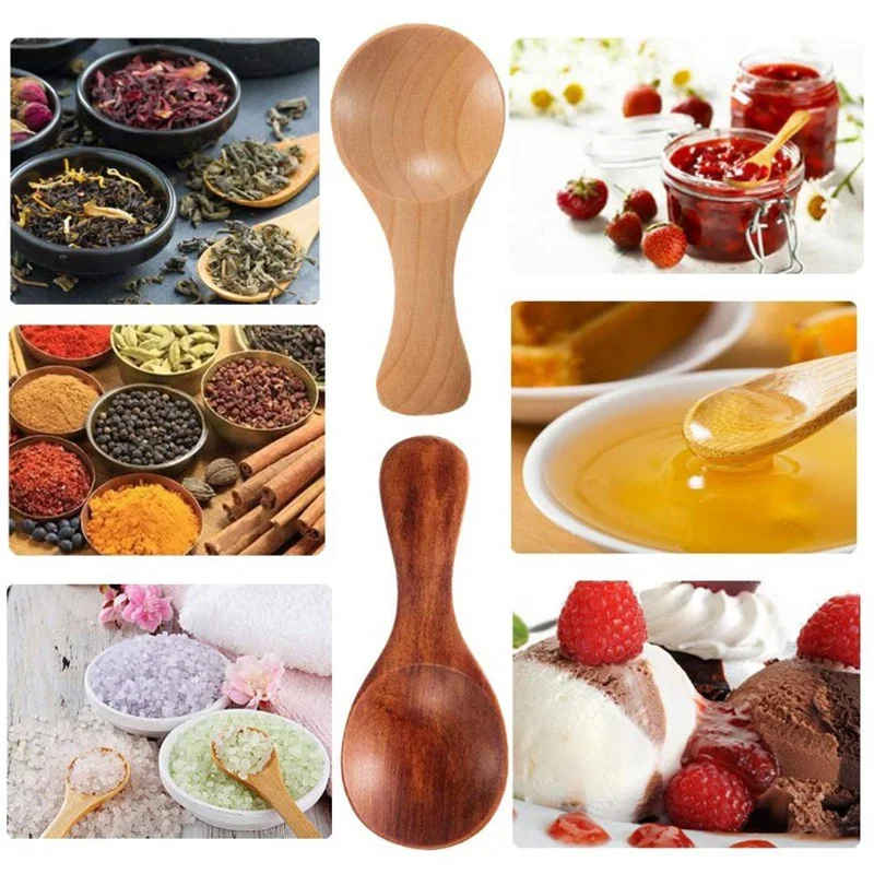 Mini cucharas de madera para cocina, cuchara para condimentos de especias, café, té, azúcar, cucharaditas, mango corto, vajilla para el hogar, 8/1 Uds.