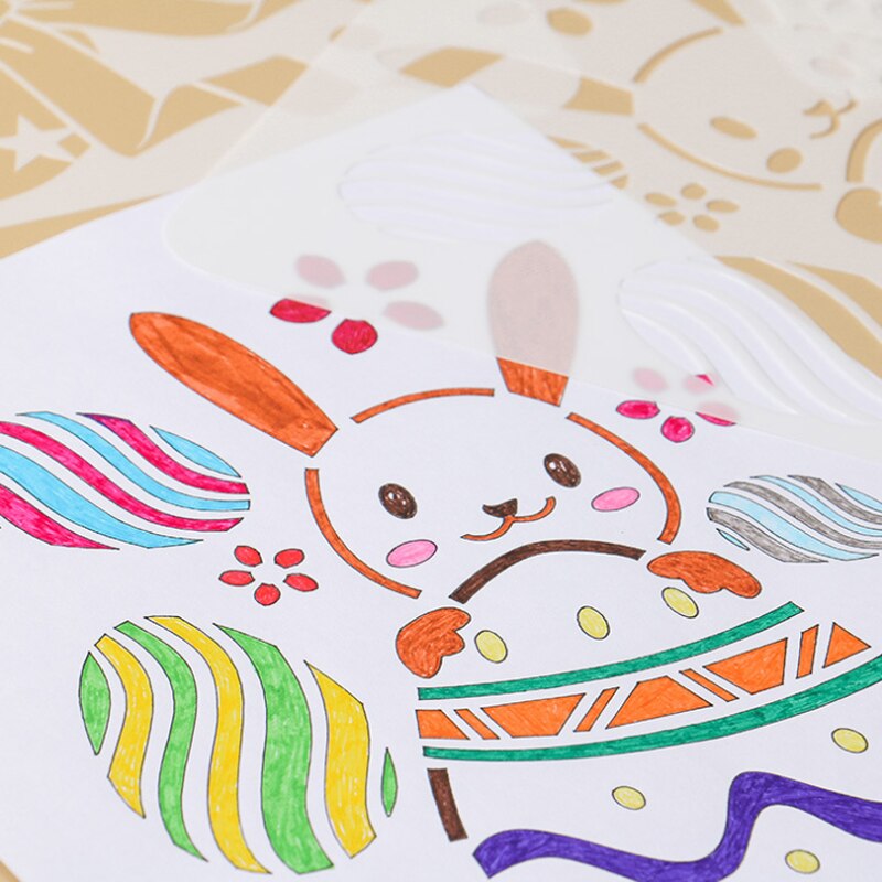 Pochoir de lapin de pâques Kawaii, décor de bricolage mural, modèle de peinture, impression à jet d&#39;encre, Scrapbooking, coloration, gaufrage, réutilisable