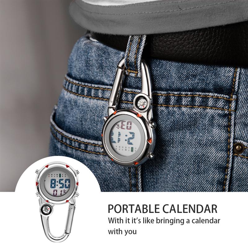 Multifunction Hook Up Carabiner Watch Sports Digital Watches Portable Mini Clip On Watch Clip Watch for Men Women