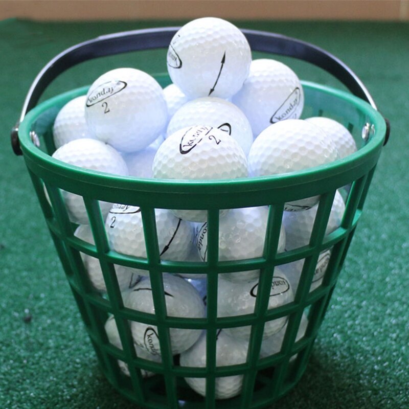 Portable Golf Ball Basket Green Durable Nylon Golfball Container with Handle PXPF