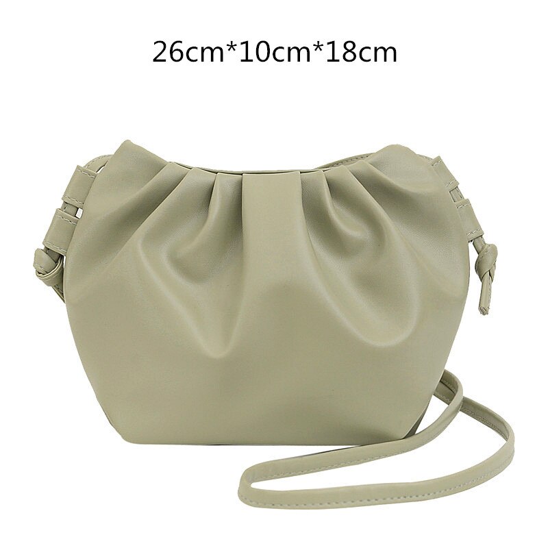 Brand Women's Bag Luxury Handbag Dumplings Clutch Bag Retro Leather Shoulder Crossbody Bags for Women Ruched Purse: B Light green