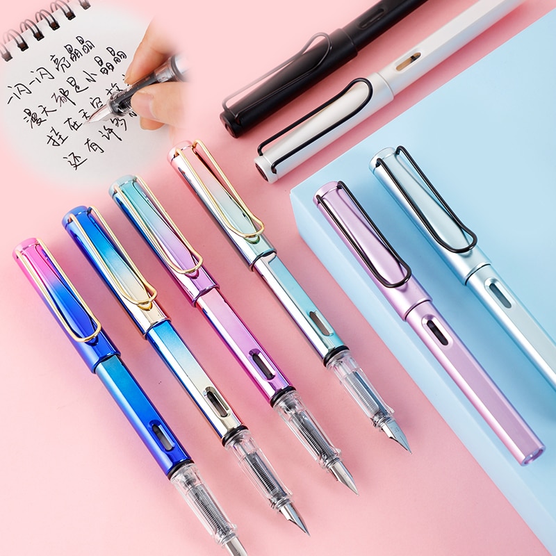 Pluma estilográfica de lujo para oficina y negocios, suministros de papelería escolar para estudiantes, con plumillas de tinta, 777 colores mezclados