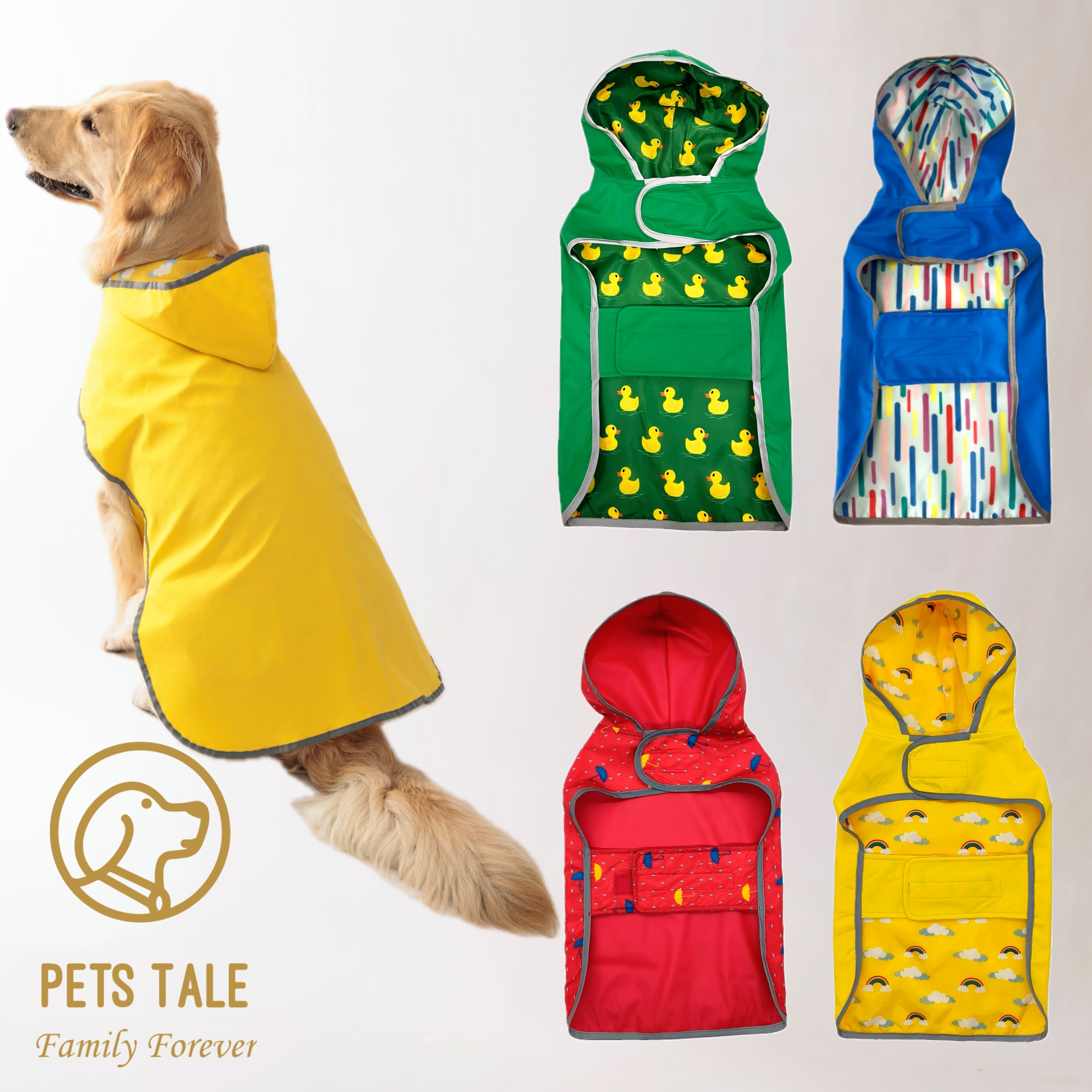 ¡Manta tu cachorro seco y : impermeable amarillo de doble capa con uso bidireccional!