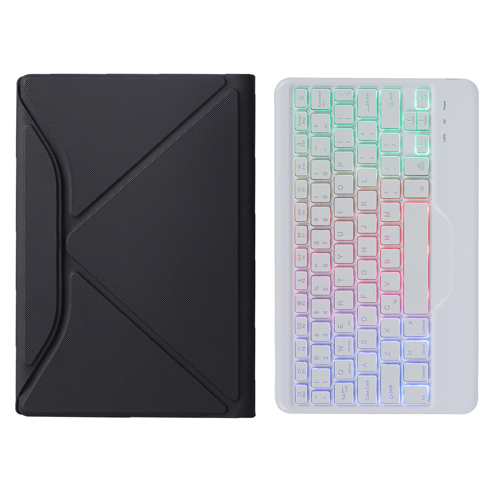 Clavier de tablette pour Samsung Tab A7 SM-T500 10.4 pouces, compatible Bluetooth 3.0, type-c avec étui en similicuir: White Backlight