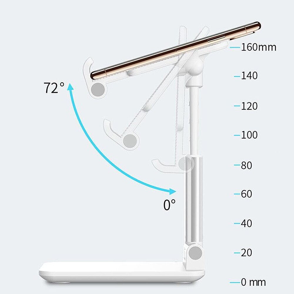 Ergonomic Collapsible Adjustable Metal Desktop Tablet Holder Table Cell Foldable Extend Support Desk Mobile Phone Holder Stand