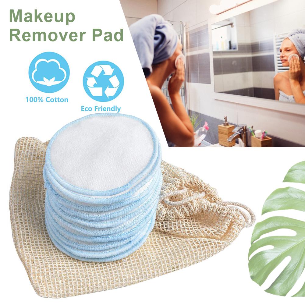 10 stuks Herbruikbare Katoen Makeup Remover Pads Zachte Bamboe Rondes Met Waszak Voor Reiniging Gezicht Make-Up remover Accessoires