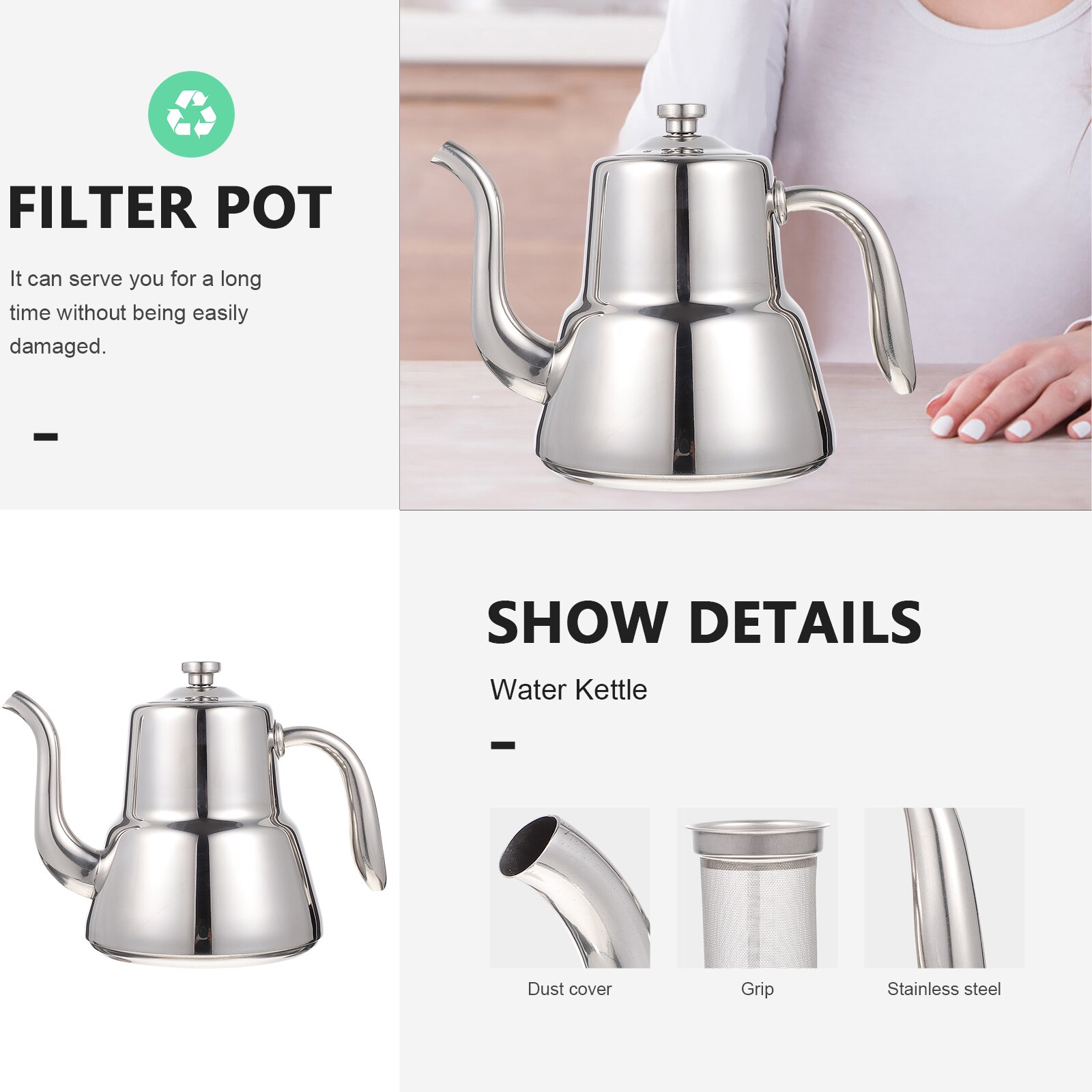 1pc Delicate Teapot Home Filter Tea Kettle Restaurant Heat-resistant Teapot