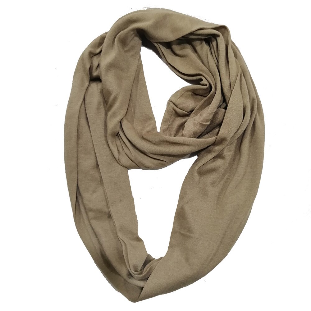 Effen Opslag Outdoor Loop Sjaal Met Ritsvak Flexibele Warm Houden Winddicht Vrouwen Winter Convertible Sjaal Lichtgewicht: Licht Bruin