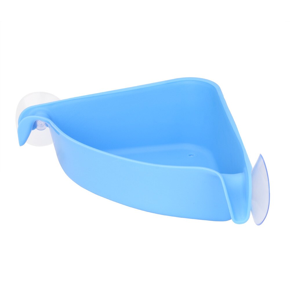 Plastic Suction Cup Bathroom Kitchen Corner Storage Rack Holder Shampoo Soap Organizer Shower Shelf: Blue